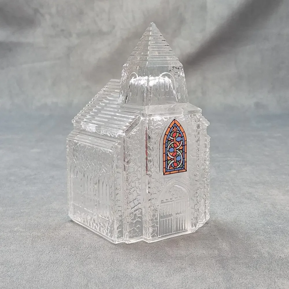 AVON Silent Night Vintage Tea Light Dome Candle Lamp Crystal Church